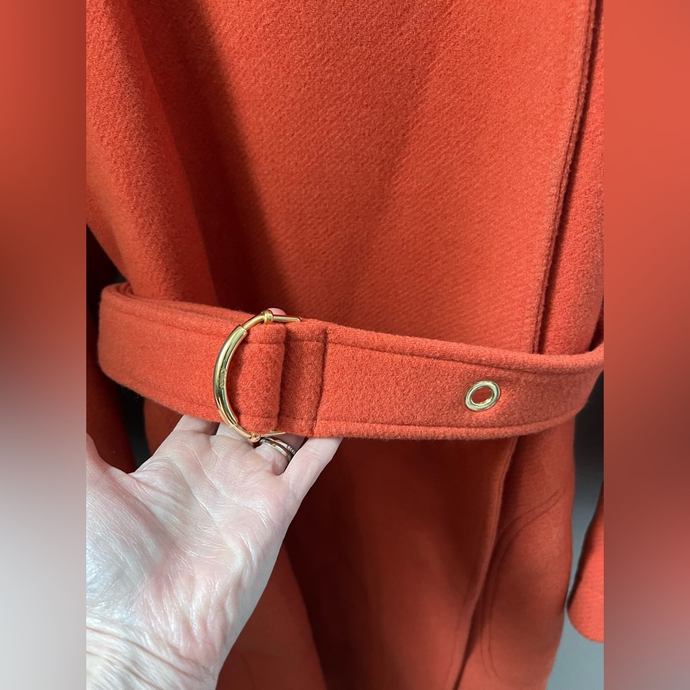 Chloé Iconic Wool Blend Belted Coat In Chestnut Orange Size 36 New - Picture 11 of 16